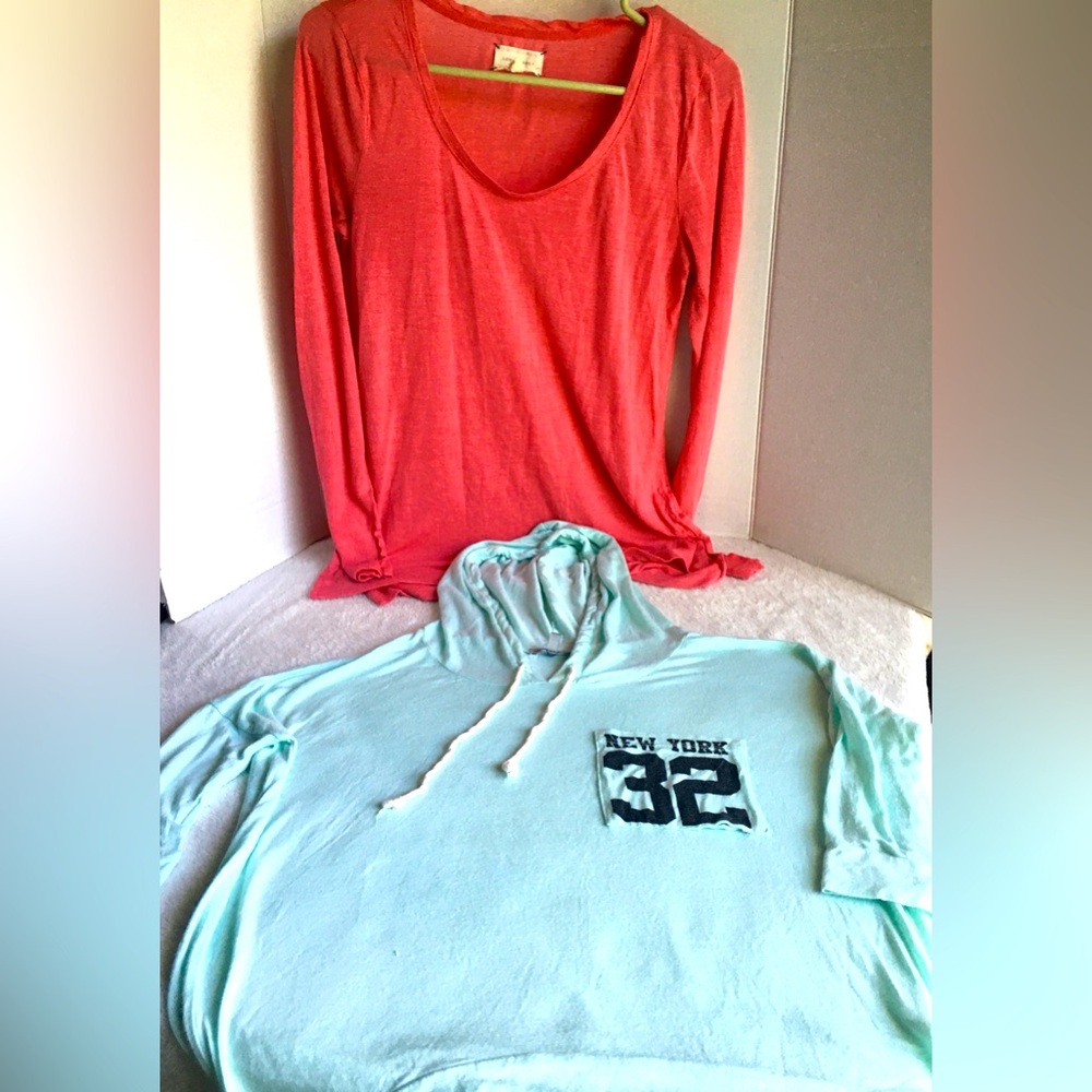 Charlotte Russe - Thin Sweater/Hoodie Teal and Lou and Grey - Red Top